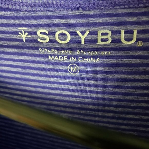 Soybu‎ Womens Dress Sz Medium Purple Striped Tabbed Sleeves - Picture 5 of 5